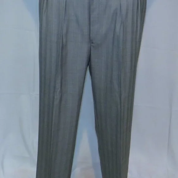 Alan Flusser Gray Stripe Bespoke Peak Lapel Two Button Suit 42R